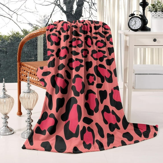 Throw Blanket Cow Print 50x60 Inches - Fleece Blankets Soft Warm for Bedroom Couch Sofa Gifts Black Brown Family Leopard Blankets