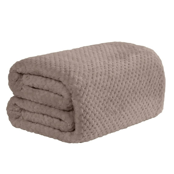 Throw Blanket Cozival Textured Waffle Weave Flannel Throw Blanket, Soft And Lightweight for Sofa, Bed, Or Air Conditioning Use, Cozy Nap Companion in Solid Colors, 39X55 Inch, Waffle Blanket, Khaki