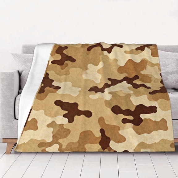 Throw Blanket Desert Camouflage Soft Cozy Fleece Flannel Blanket Home Decor for Couch Sofa Bed 40"x30"