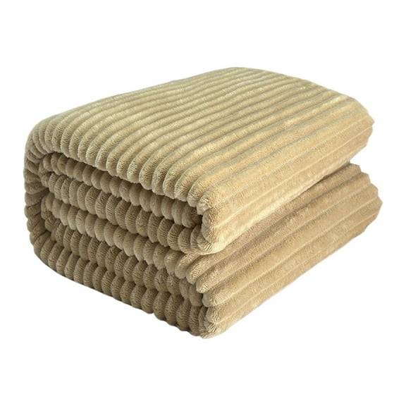 Throw Blanket - Dienrx Ultra Soft Plush Throw Blanket, 30X40 Inch Flannel Fleece Blanket for Couch, Nursery & Travel, Machine Washable Fuzzy Blanket for Toddlers, Neutral Solid Color Striped Design