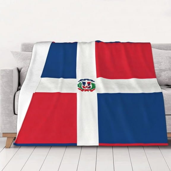 Throw Blanket Dominican Republic Flag Soft Cozy Fleece Flannel Blanket Home Decor for Couch Sofa Bed 40"x30"