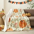 thumbnail image 1 of Throw Blanket Fall Blanket for Couch Halloween Fleece Blanket with Yellow Pumpkins and Flowers Pattern Cozy Blankets for Bed Autumn Soft Blanket for Thanksgiving, 50x60 Inches, 1 of 6