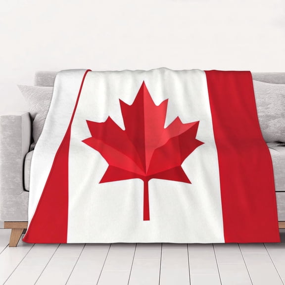 Throw Blanket Flag Of Canada Soft Cozy Fleece Flannel Blanket Home Decor for Couch Sofa Bed 50"x40"