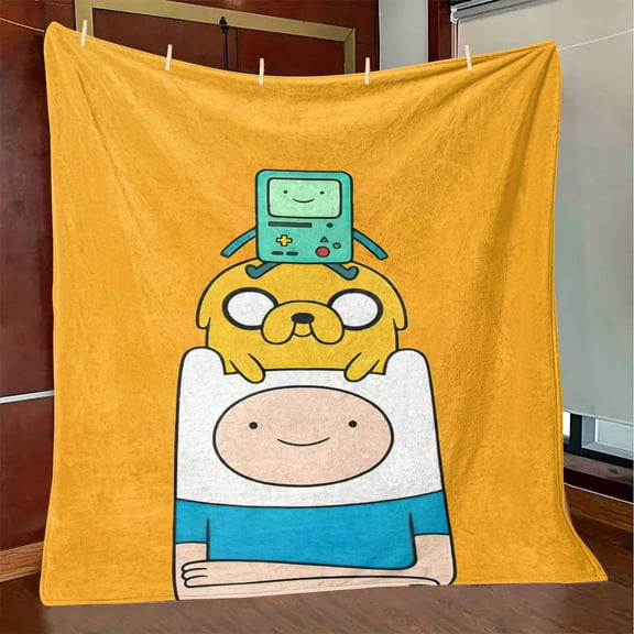 Throw Blanket,Flannel Anime AdventureTime Pattern Plush Shawl Blanket, Soft Comfort Home Sofa Decor Flannel for All Seasons