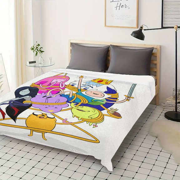 Throw Blanket,Flannel Anime AdventureTime Pattern Plush Shawl Blanket, Soft Comfort Home Sofa Decor Flannel for All Seasons