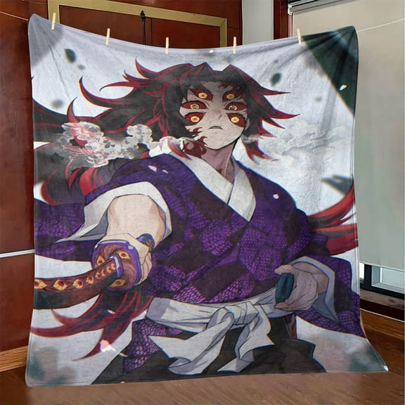 Throw Blanket,Flannel Demon Slayer Pattern Plush Shawl Blanket, Soft Comfort Home Sofa Decor Flannel for All Seasons