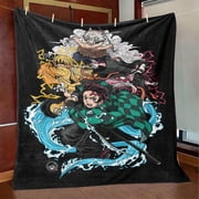 Throw Blanket,Flannel Demon Slayer Pattern Plush Shawl Blanket, Soft Comfort Home Sofa Decor Flannel for All Seasons