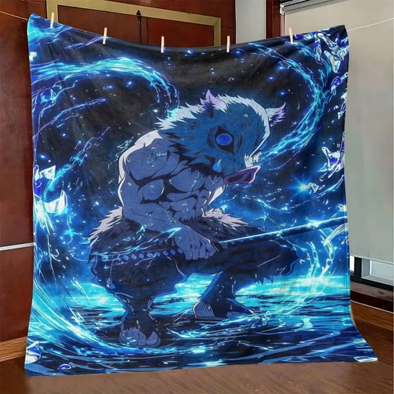 Throw Blanket,Flannel Demon Slayer Pattern Plush Shawl Blanket, Soft Comfort Home Sofa Decor Flannel for All Seasons