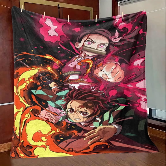 Throw Blanket,Flannel Demon Slayer Pattern Plush Shawl Blanket, Soft Comfort Home Sofa Decor Flannel for All Seasons
