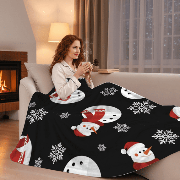 Throw Blanket,Flannel Merry Christmas Pattern Plush Shawl Blanket, Soft Comfort Home Sofa Decor Flannel for All Seasons, Christmas gifts