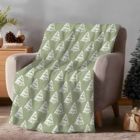 Throw Blanket Fleece Throw Blanket 30x40in, Winter Pine Tree Seamless Soft Lightweight Bed Blankets Christmas Trees on Sage Green Fuzzy Couch Blankets for All Season