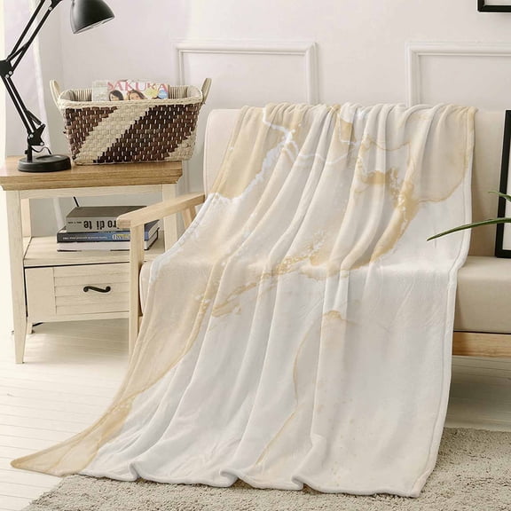 Throw Blanket Fleece Throw Blanket 40x50in, Abstract Cream White Marble Texture Soft Lightweight Bed Blankets Watercolor Fluid Art Fuzzy Couch Blankets for All Season