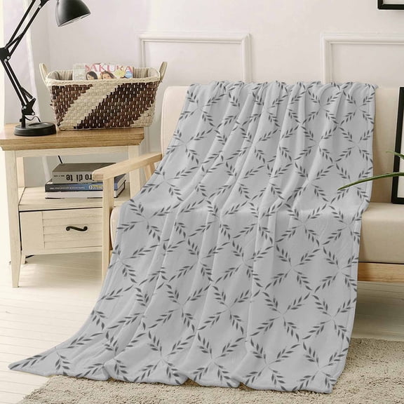 Throw Blanket Fleece Throw Blanket 40x50in, Abstract Lattice Diamond Texture Soft Lightweight Bed Blankets Modern Stripe Arrow on Gray Fuzzy Couch Blankets for All Season