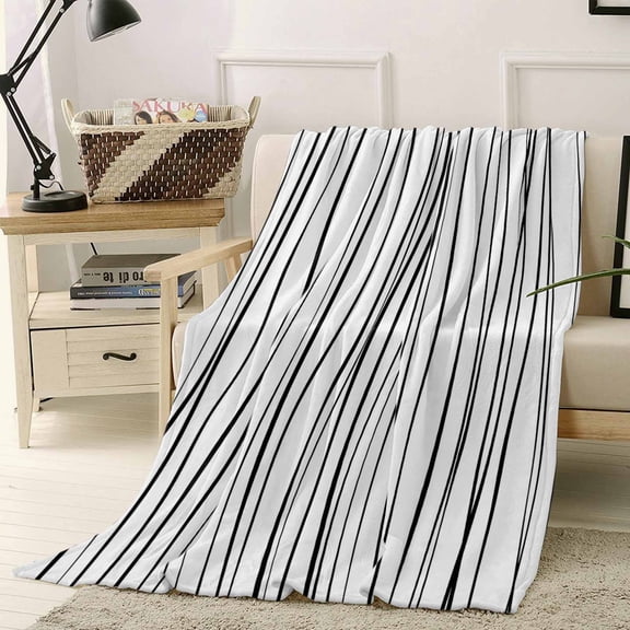 Throw Blanket Fleece Throw Blanket 40x50in, Abstract Lines Texture Soft Lightweight Bed Blankets Modern Black Stripes Fuzzy Couch Blankets for All Season