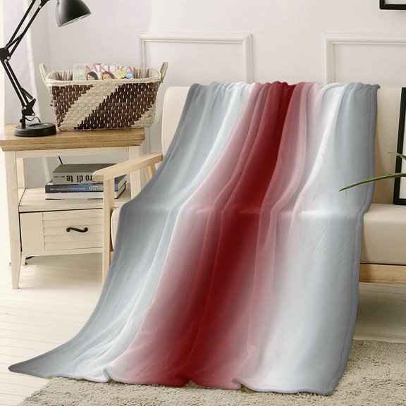 Throw Blanket Fleece Throw Blanket 40x50in, Abstract Minimalist Gradient Art Soft Lightweight Bed Blankets Red Gray Color Ombre Texture Fuzzy Couch Blankets for All Season