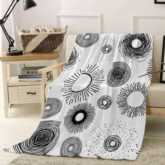Throw Blanket Fleece Throw Blanket 40x50in, Abstract Radiation Lines Soft Lightweight Bed Blankets Retro Geometric Art Fuzzy Couch Blankets for All Season