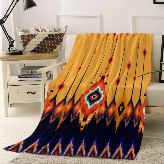 Throw Blanket Fleece Throw Blanket 40x50in, Aztec Ethnic Tribal Texture Art Soft Lightweight Bed Blankets Native African Abstract Pattern Fuzzy Couch Blankets for All Season