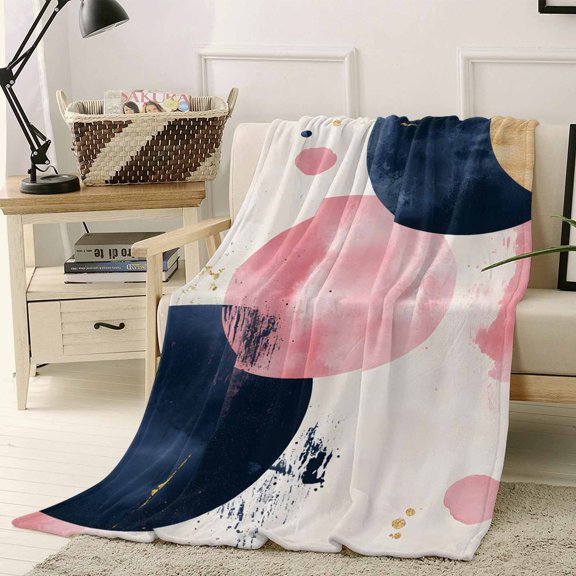 Throw Blanket Fleece Throw Blanket 40x50in, Bohemian Minimalist Color Block Soft Lightweight Bed Blankets Modern Abstract Nordic Art Fuzzy Couch Blankets for All Season