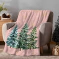 thumbnail image 1 of Throw Blanket Fleece Throw Blanket 40x50in, Christmas Tree Snowflake Soft Lightweight Bed Blankets Winter Theme on Pink Fuzzy Couch Blankets for All Season, 1 of 8