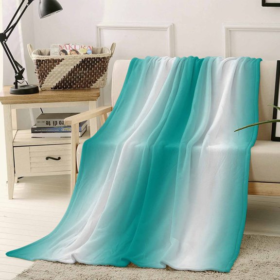 Throw Blanket Fleece Throw Blanket 40x50in, Classic Turquoise White Line Soft Lightweight Bed Blankets Abstract Geometric Stripe Fuzzy Couch Blankets for All Season