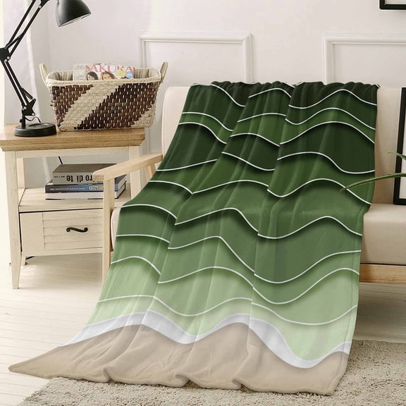 Throw Blanket Fleece Throw Blanket 40x50in, Dark Light Green Water Ripple Soft Lightweight Bed Blankets Abstract Beach Ocean Waves Fuzzy Couch Blankets for All Season