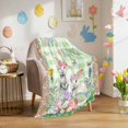 thumbnail image 1 of Throw Blanket Fleece Throw Blanket 40x50in, Easter Bunny with Colored Eggs in Basket Soft Lightweight Bed Blankets Farm Vines on Wood Plank Fuzzy Couch Blankets for All Season, 1 of 9