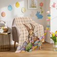 thumbnail image 1 of Throw Blanket Fleece Throw Blanket 40x50in, Easter Colorful Egg Cute Bunny Soft Lightweight Bed Blankets Rabbit on Checker Burlap Fuzzy Couch Blankets for All Season, 1 of 9