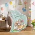 thumbnail image 1 of Throw Blanket Fleece Throw Blanket 40x50in, Easter Eggs Rabbit Flower Soft Lightweight Bed Blankets Pastoral Butterfly Teal Wood Board Fuzzy Couch Blankets for All Season, 1 of 9