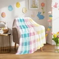 thumbnail image 1 of Throw Blanket Fleece Throw Blanket 40x50in, Easter Red Yellow Blue Stripes Soft Lightweight Bed Blankets Abstract Buffalo Plaid Fuzzy Couch Blankets for All Season, 1 of 9