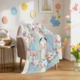 thumbnail image 1 of Throw Blanket Fleece Throw Blanket 40x50in, Easter Spring Flower Eggs Bunny Tail Soft Lightweight Bed Blankets Colorful Wooden Plank Fuzzy Couch Blankets for All Season, 1 of 9