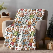Throw Blanket Fleece Throw Blanket 40x50in, Ginger Bread Man Soft Lightweight Bed Blankets Winter Christmas Pattern Fuzzy Couch Blankets for All Season