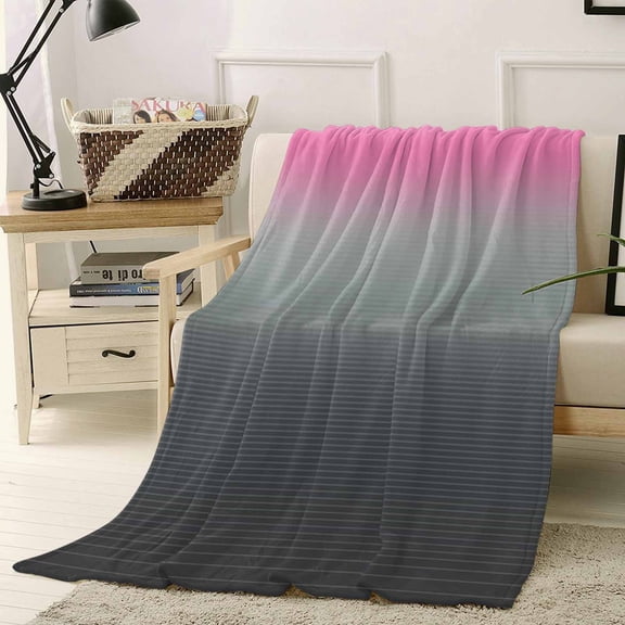 Throw Blanket Fleece Throw Blanket 40x50in, Modern Abstract Color Gradient Soft Lightweight Bed Blankets Minimalist Grey Pink Ombre Art Fuzzy Couch Blankets for All Season