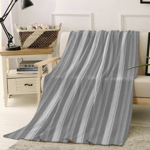 Throw Blanket Fleece Throw Blanket 40x50in, Modern Minimalist Stripe Theme Soft Lightweight Bed Blankets Gray Gradient Line Fuzzy Couch Blankets for All Season