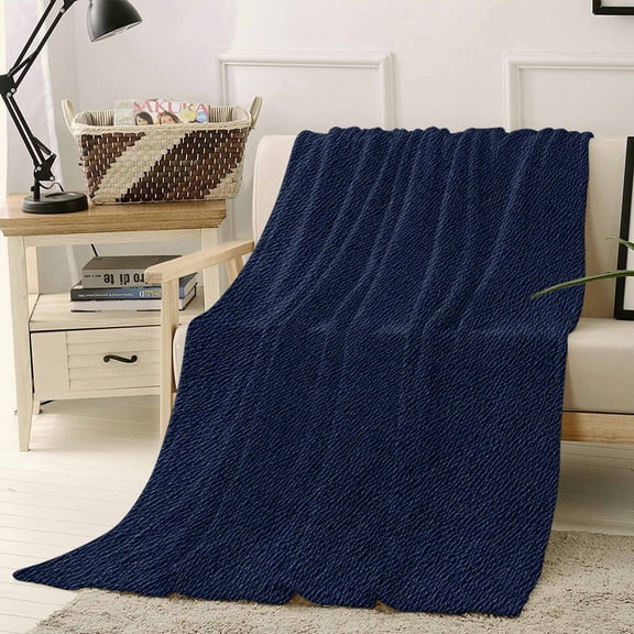 Throw Blanket Fleece Throw Blanket 40x50in, Modern Navy Blue Cowhide Soft Lightweight Bed Blankets Classic Leather Texture Fuzzy Couch Blankets for All Season