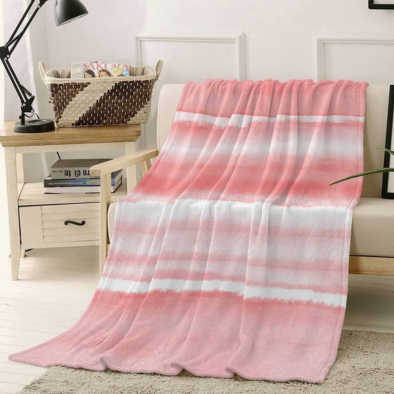 Throw Blanket Fleece Throw Blanket 40x50in, Modern Pink Ombre Ocean Wave Soft Lightweight Bed Blankets Abstract Gradient Style Fuzzy Couch Blankets for All Season