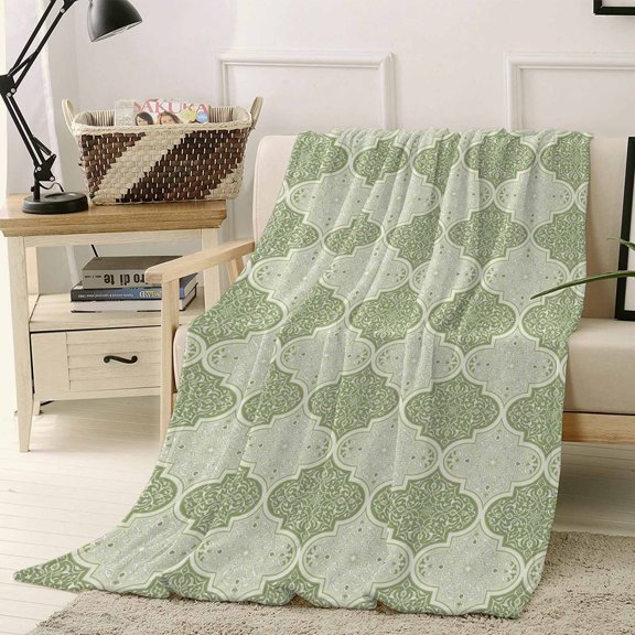 Throw Blanket Fleece Throw Blanket 40x50in, Moroccan Traditional Geometric Style Soft Lightweight Bed Blankets Vintage Ethnic Texture Fuzzy Couch Blankets for All Season