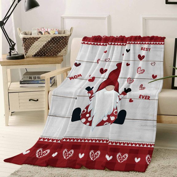 Throw Blanket Fleece Throw Blanket 40x50in, Mother's Day Love Dwarf Soft Lightweight Bed Blankets Retro Plank Red Buffalo Fuzzy Couch Blankets for All Season