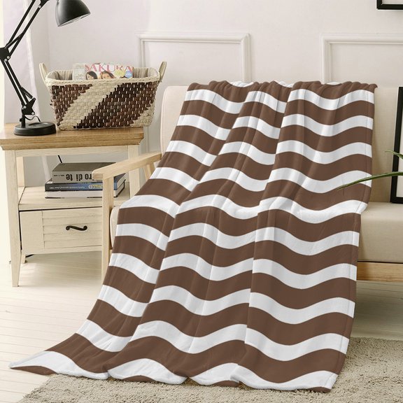 Throw Blanket Fleece Throw Blanket 40x50in, Ocean Waves Brown Water Ripple Soft Lightweight Bed Blankets Abstract Wavy Stripes Fuzzy Couch Blankets for All Season