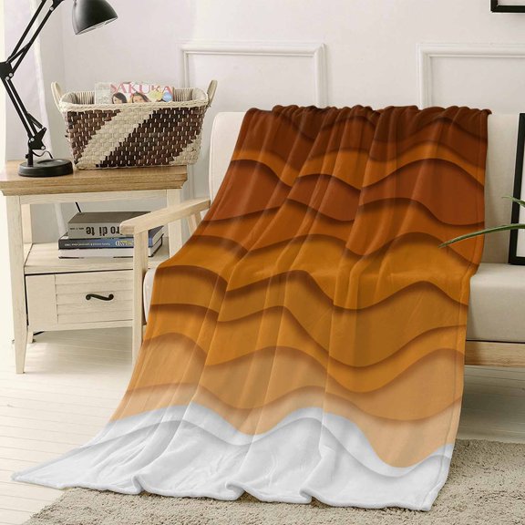Throw Blanket Fleece Throw Blanket 40x50in, Ocean Waves Gradient Orange Soft Lightweight Bed Blankets Abstract Watercolor Spray Fuzzy Couch Blankets for All Season