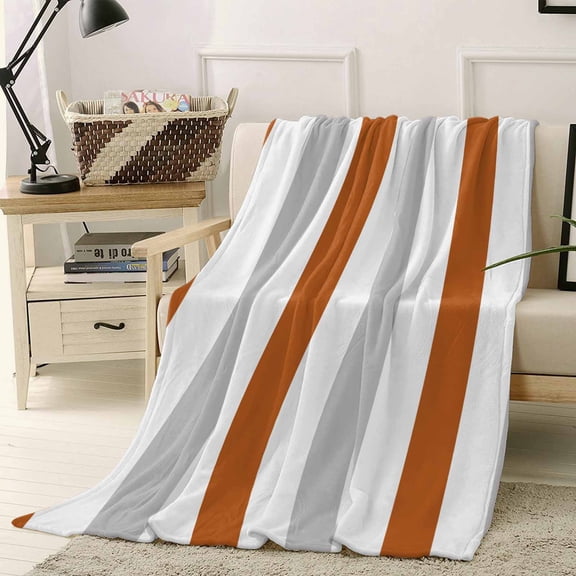 Throw Blanket Fleece Throw Blanket 40x50in, Orange Grey Stripes Soft Lightweight Bed Blankets Abstract Geometric Simple Style Fuzzy Couch Blankets for All Season