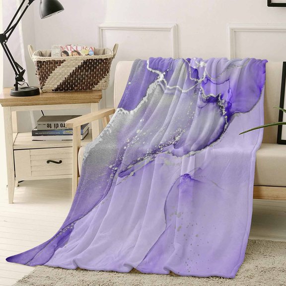 Throw Blanket Fleece Throw Blanket 40x50in, Purple Abstract Ocean Waves Ripple Soft Lightweight Bed Blankets Minimalism Art Fuzzy Couch Blankets for All Season