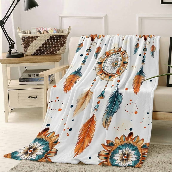 Throw Blanket Fleece Throw Blanket 40x50in, Retro Indian Totem Soft Lightweight Bed Blankets Abstract Ancient Patterns Fuzzy Couch Blankets for All Season