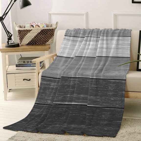 Throw Blanket Fleece Throw Blanket 40x50in, Rustic Farmhouse Plank Gray Gradient Soft Lightweight Bed Blankets Vintage Farm Wooden Grain Fuzzy Couch Blankets for All Season