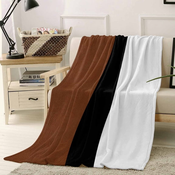 Throw Blanket Fleece Throw Blanket 40x50in, Rustic Modern Minimalist Color Block Soft Lightweight Bed Blankets Leather Texture Brown Black White Fuzzy Couch Blankets for All Season