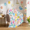 thumbnail image 1 of Throw Blanket Fleece Throw Blanket 40x50in, Spring Easter Colored Eggs Soft Lightweight Bed Blankets Country Flowers Grass Fuzzy Couch Blankets for All Season, 1 of 9