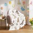 thumbnail image 1 of Throw Blanket Fleece Throw Blanket 40x50in, Spring Easter Rabbit Brown Egg on White Soft Lightweight Bed Blankets Wave Point Leaf Fuzzy Couch Blankets for All Season, 1 of 9