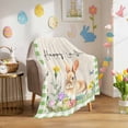 thumbnail image 1 of Throw Blanket Fleece Throw Blanket 40x50in, Spring Easter Rabbit Eggs Aand Flowers Soft Lightweight Bed Blankets Farm Retro Burlap and Lattice Fuzzy Couch Blankets for All Season, 1 of 9
