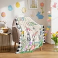 thumbnail image 1 of Throw Blanket Fleece Throw Blanket 40x50in, Spring Pastoral Flower Checkered Soft Lightweight Bed Blankets Easter Rabbit Egg Linen Fuzzy Couch Blankets for All Season, 1 of 9