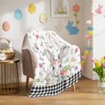 thumbnail image 1 of Throw Blanket Fleece Throw Blanket 40x50in, Spring Pastoral Flower Leaf Soft Lightweight Bed Blankets Easter Rabbit Black White Plaid Fuzzy Couch Blankets for All Season, 1 of 9