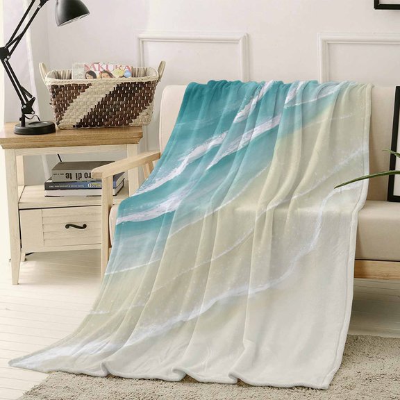 Throw Blanket Fleece Throw Blanket 40x50in, Water Duck Green Wave Soft Lightweight Bed Blankets Brown Gradual Beach Fuzzy Couch Blankets for All Season